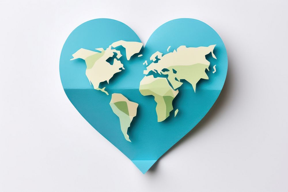 Heart shaped earth symbol affectionate topography. 