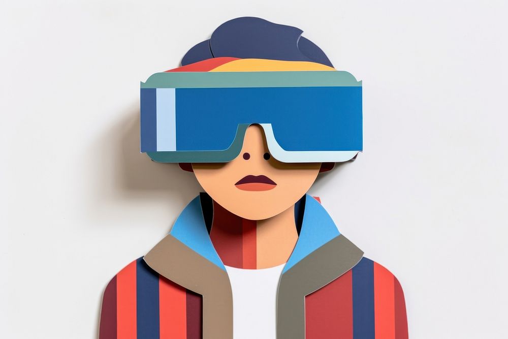 Kid wearing VR glasses portrait art accessories. 