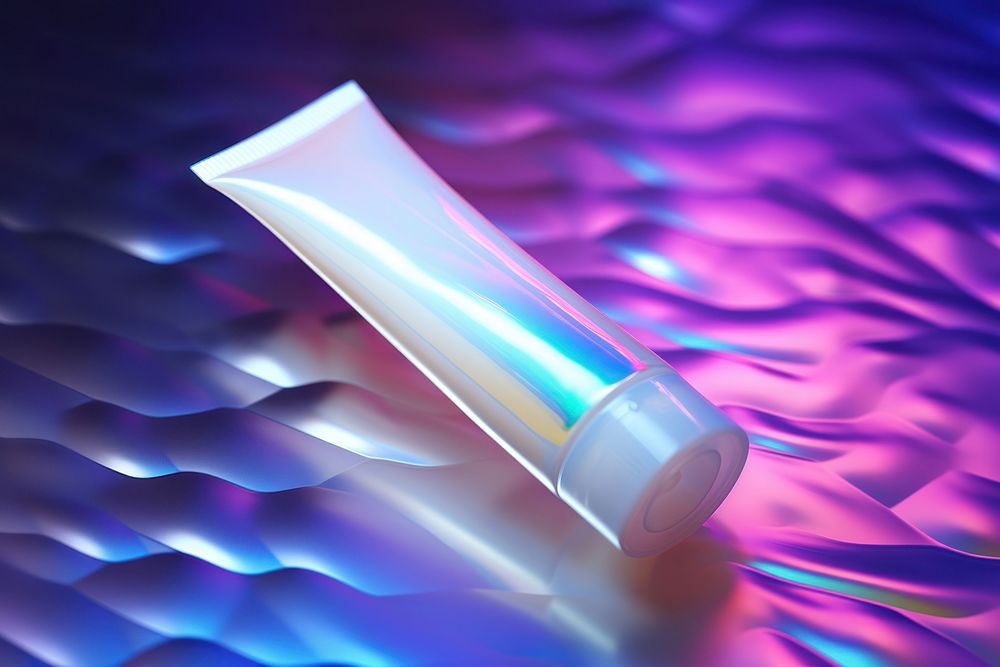 White tube product glossy cosmetic packaging hologram cosmetics toothpaste abstract. AI generated Image by rawpixel.