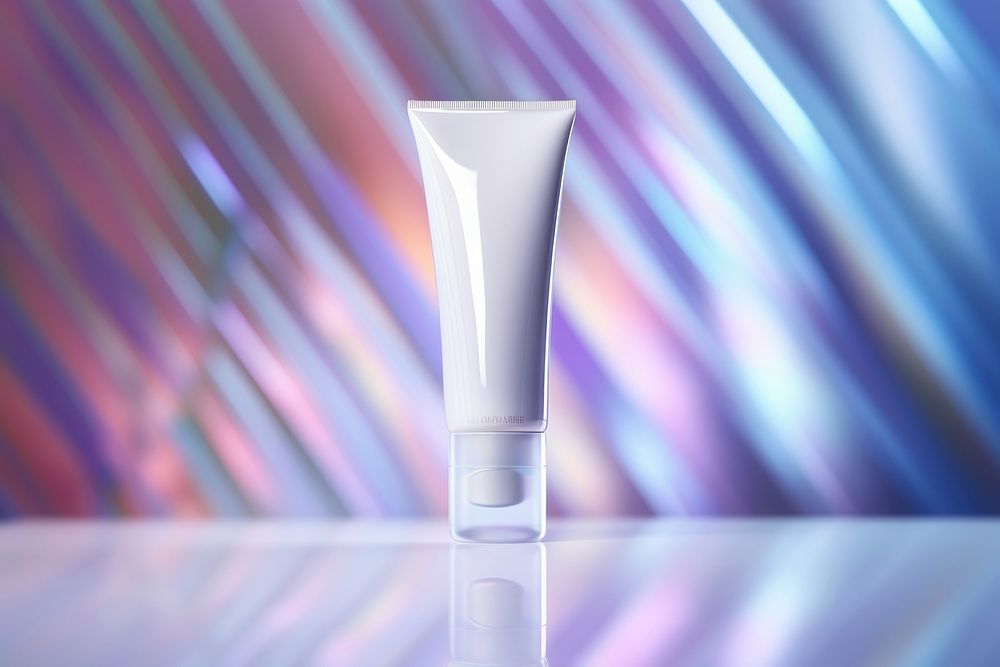 White tube product glossy cosmetic packaging hologram cosmetics bottle medication. AI generated Image by rawpixel.