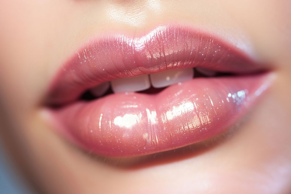 Lipsgloss floating cosmetics lipstick portrait. 