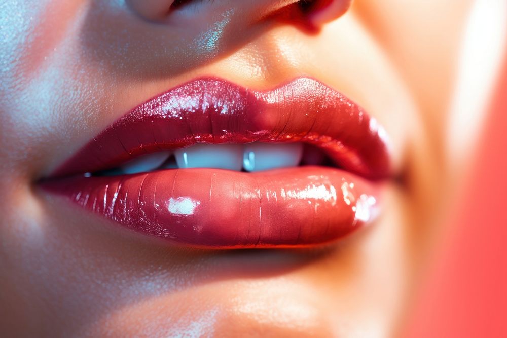 Lipsgloss floating cosmetics lipstick skin. AI generated Image by rawpixel.