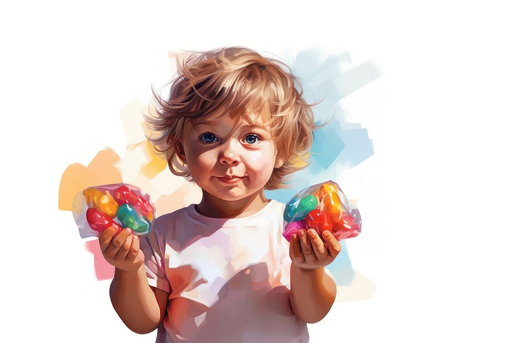 Eat candy portrait toddler child. AI generated Image by rawpixel.