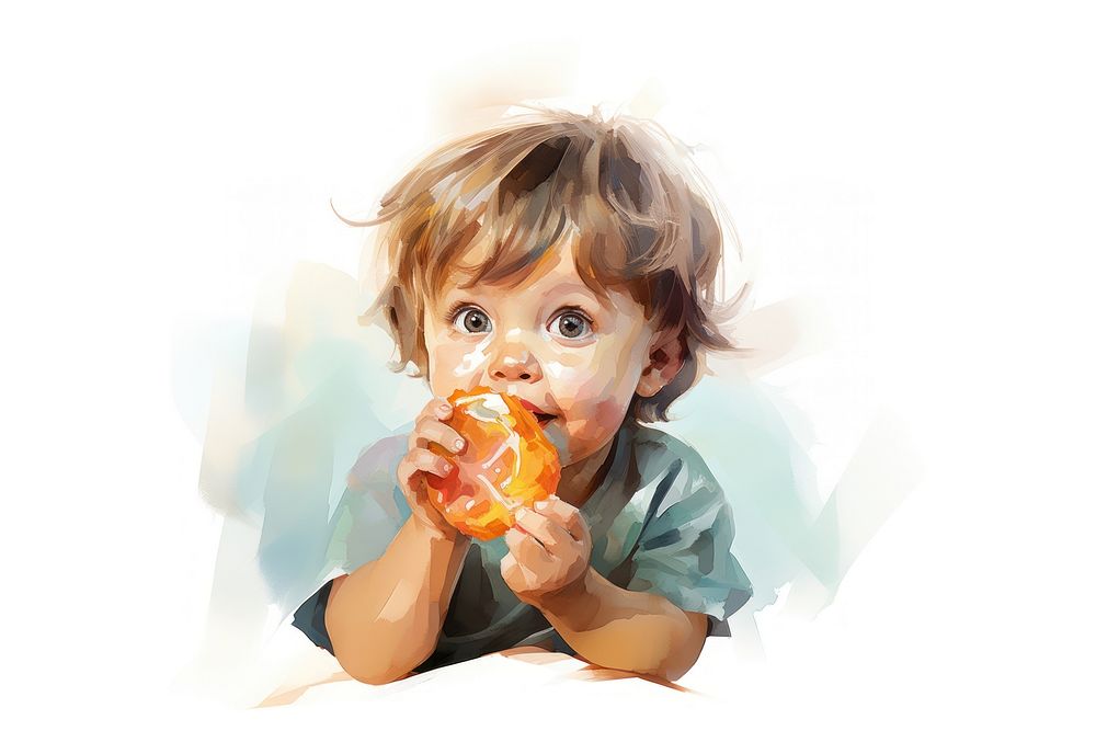 Portrait eating biting baby. AI generated Image by rawpixel.