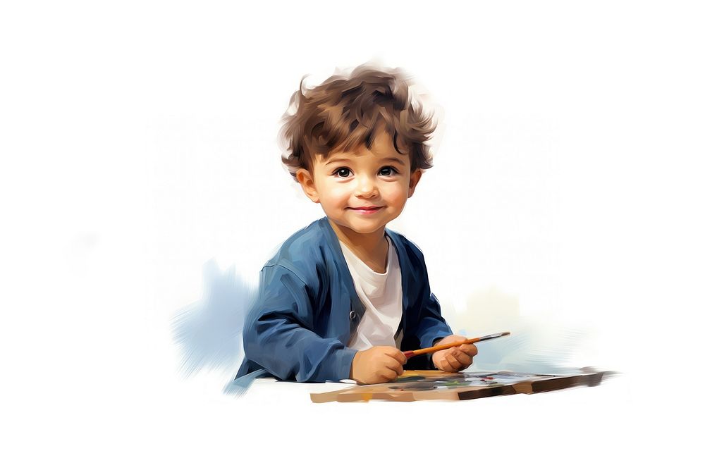 Learn paint child portrait sitting. AI generated Image by rawpixel.