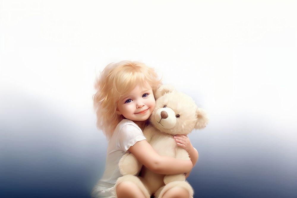 Hug a doll portrait child baby. AI generated Image by rawpixel.