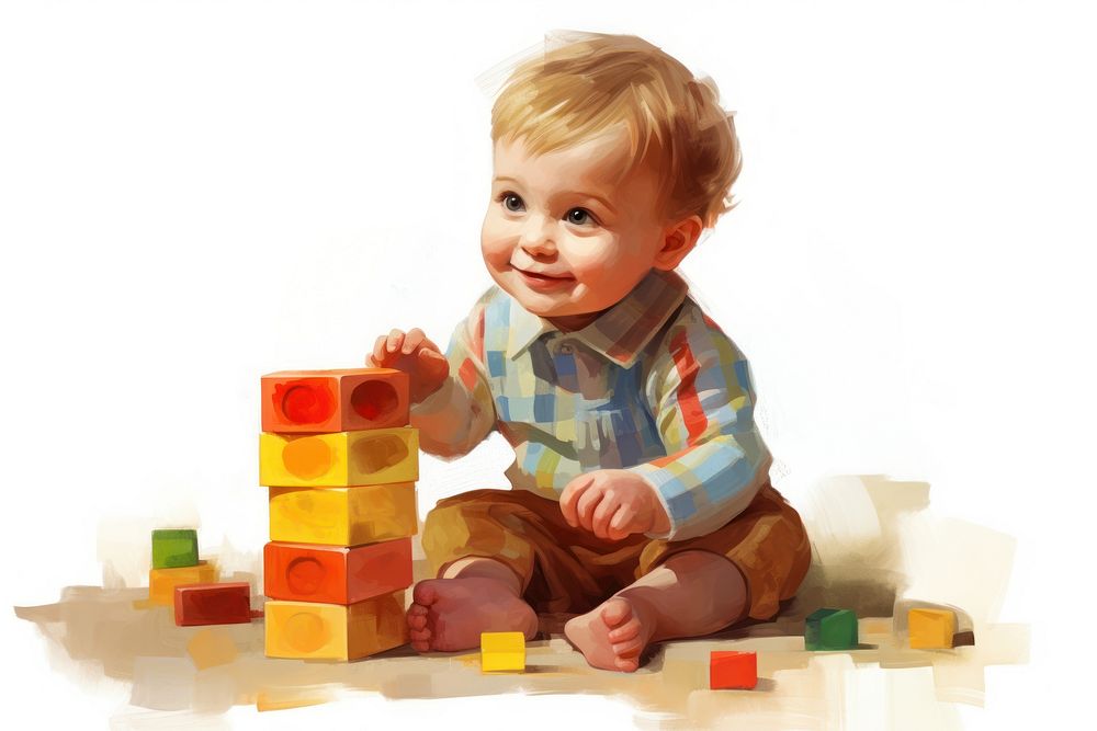 Toy portrait block child. AI generated Image by rawpixel.