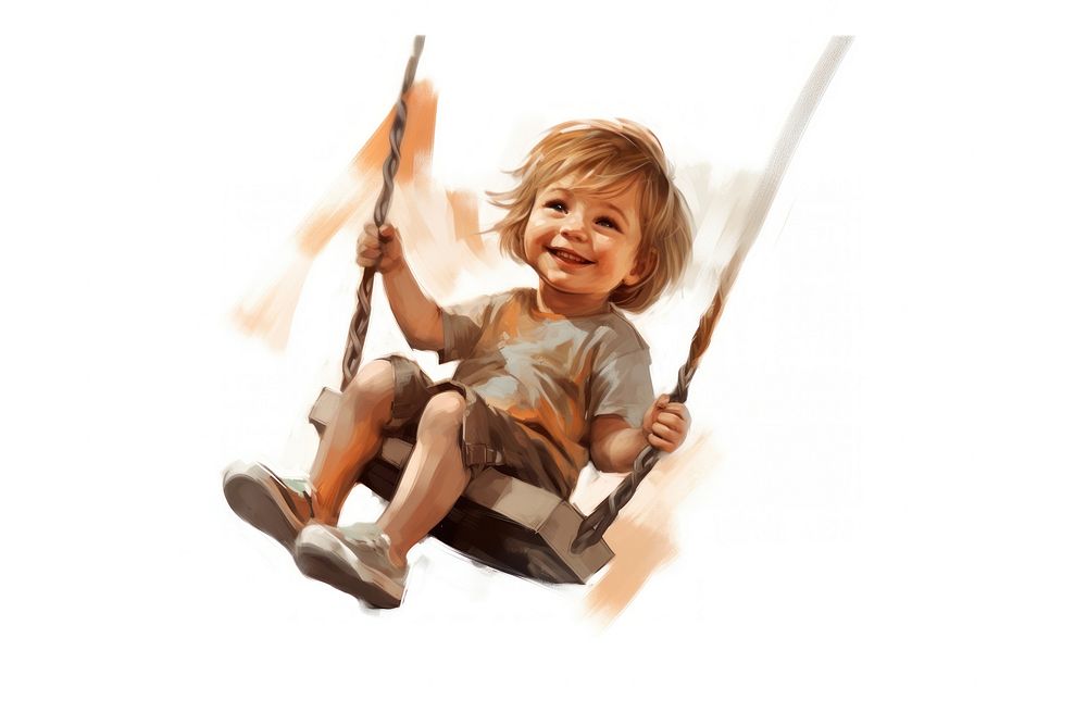 Swing child portrait sitting. AI generated Image by rawpixel.