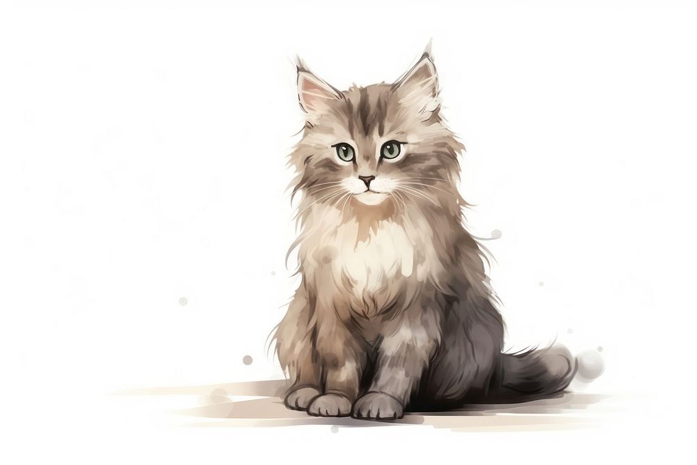 Drawing mammal animal kitten. AI generated Image by rawpixel.