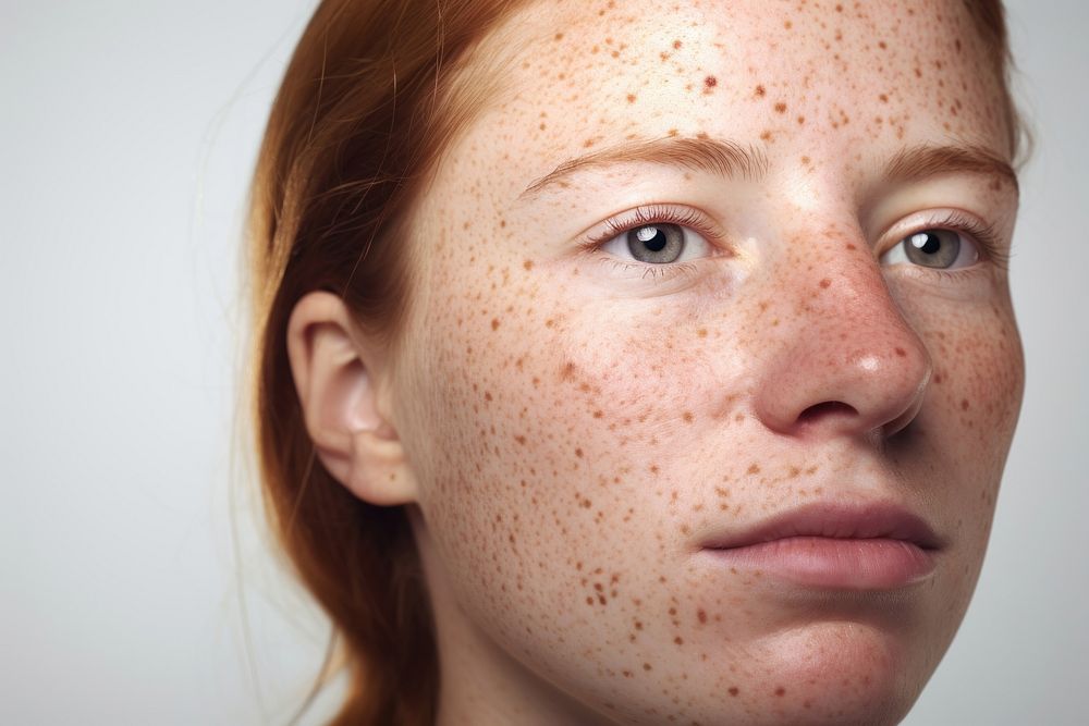 Freckles skin texture hairstyle forehead headshot. AI generated Image by rawpixel.