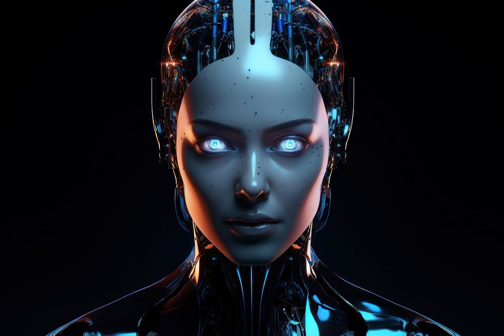 Intelligence Female android face futuristic | Premium Photo ...