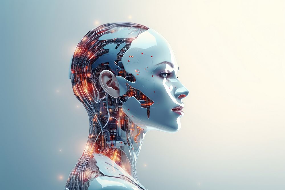 Female android face futuristic technology female. AI generated Image by rawpixel.