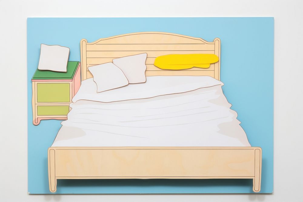 Bed furniture painting bedroom. AI generated Image by rawpixel.