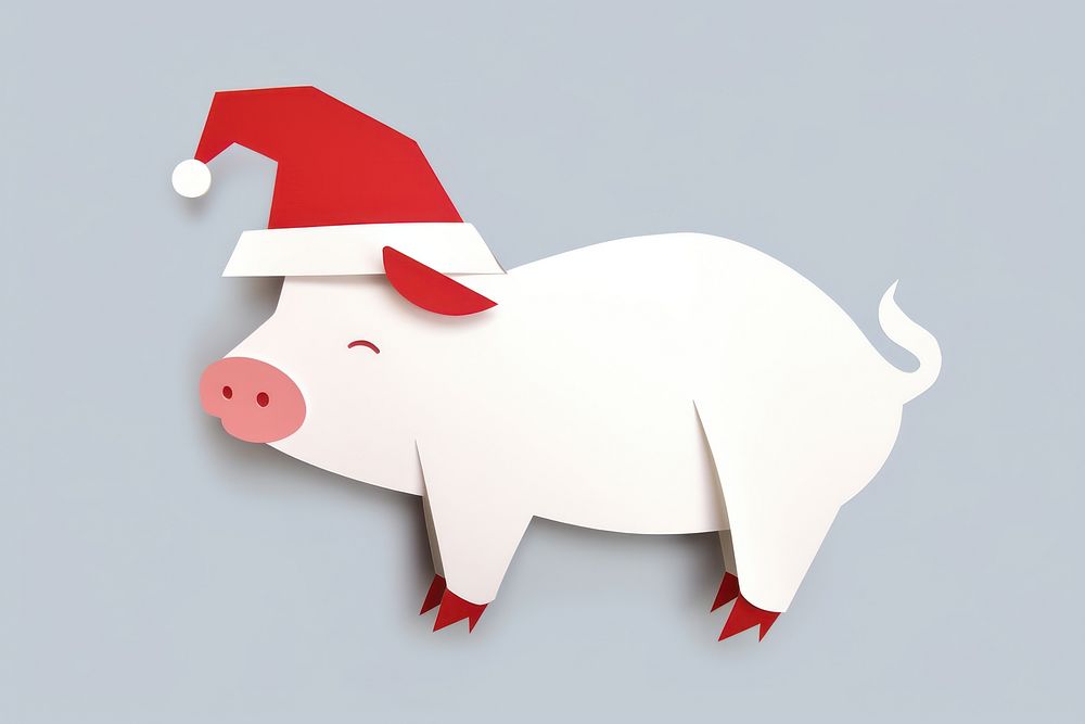 A pig wearing red christmas hat mammal animal representation. AI generated Image by rawpixel.