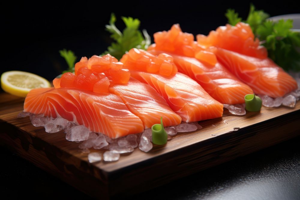 Salmon seafood meat vegetable. AI generated Image by rawpixel.