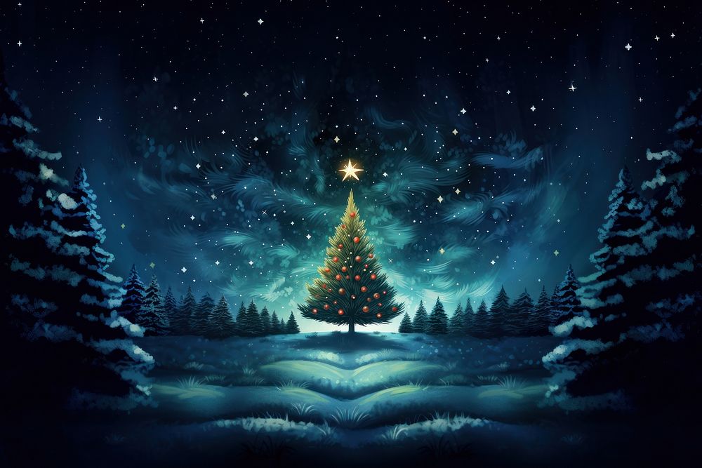 Christmas tree christmas night astronomy. | Free Photo Illustration ...