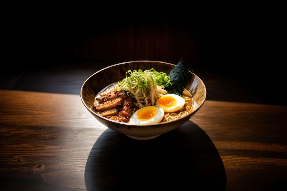 Japanese tonkatsu ramen meal food soup. 