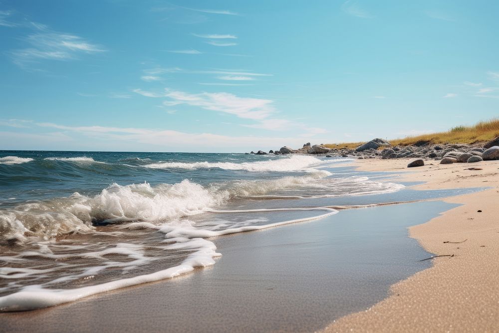 Beach outdoors horizon nature. AI generated Image by rawpixel.