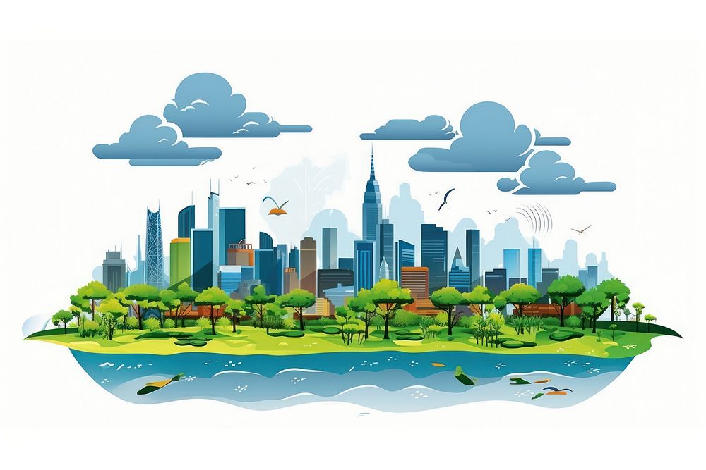 Landscape city outdoors drawing. AI generated Image by rawpixel.