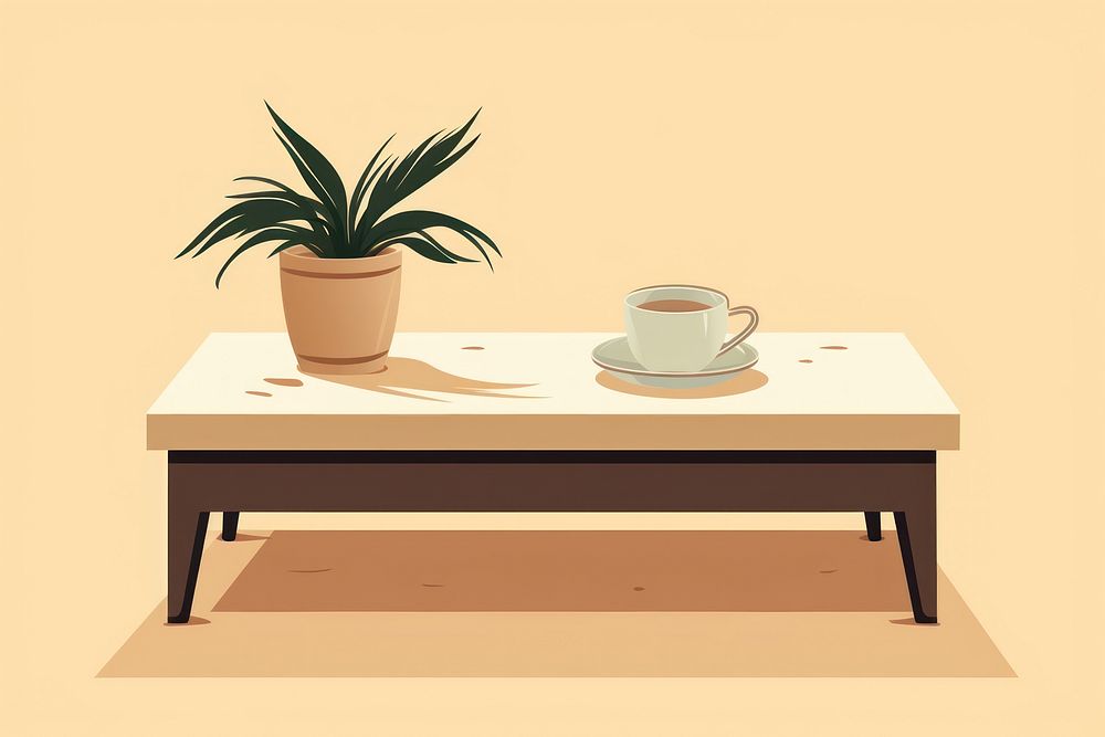 Coffee table furniture cup mug. AI generated Image by rawpixel.