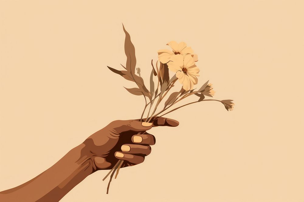 Dried flower sketch plant hand. AI generated Image by rawpixel.