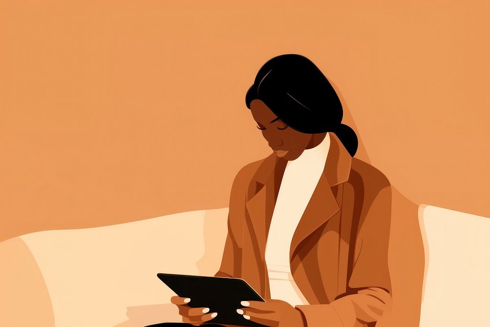 Woman using a tablet computer adult portability. AI generated Image by rawpixel.