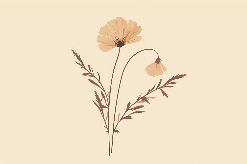 Dried flower pattern drawing sketch. AI generated Image by rawpixel.