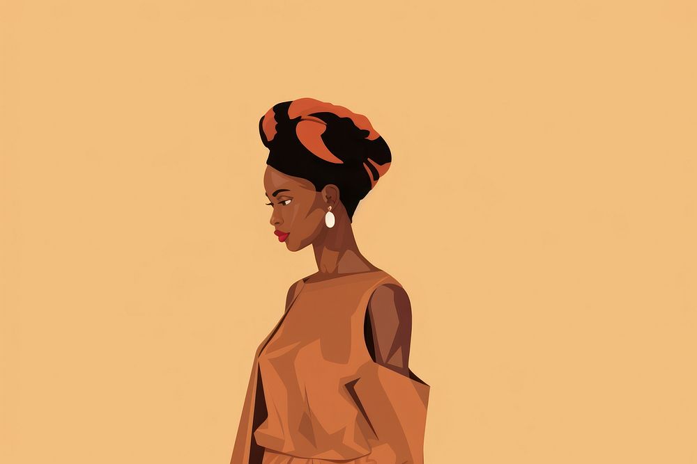 African woman earring jewelry cartoon. AI generated Image by rawpixel.