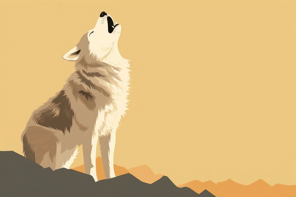 Howling gray wolf animal mammal pet. AI generated Image by rawpixel.