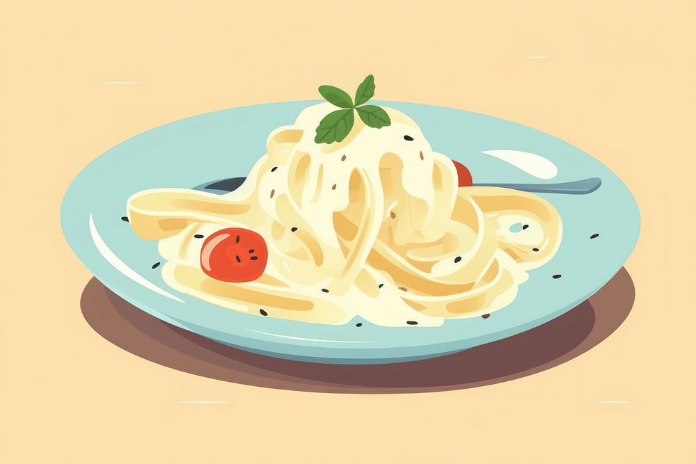 Cream sauce pasta spaghetti food meal. AI generated Image by rawpixel.