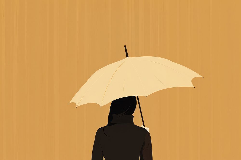 Woman hold umbrella adult sheltering silhouette. 