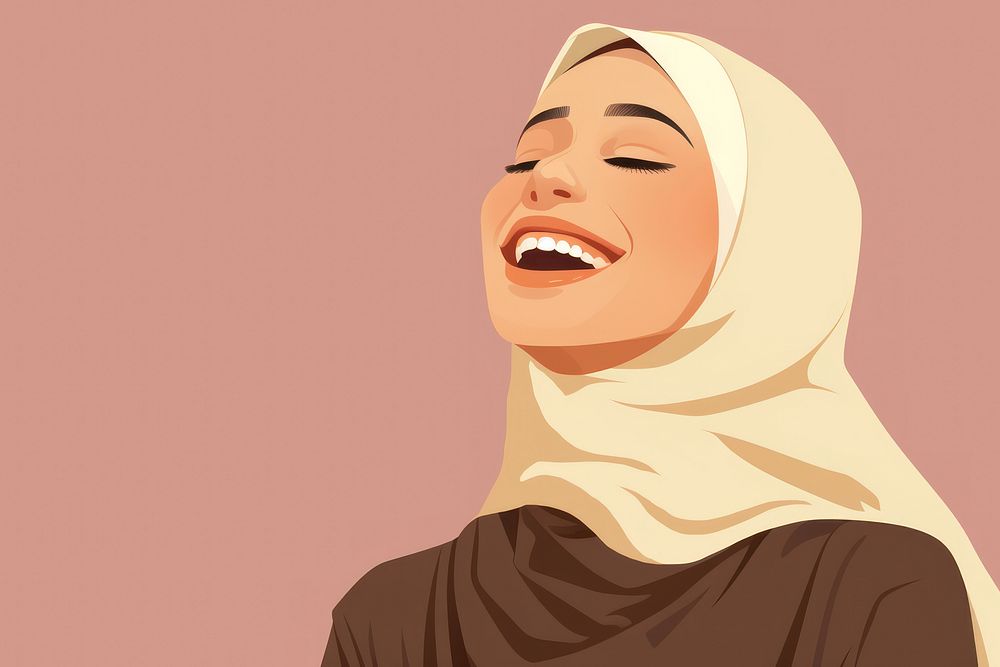 Muslim woman laughing smile adult. AI generated Image by rawpixel.
