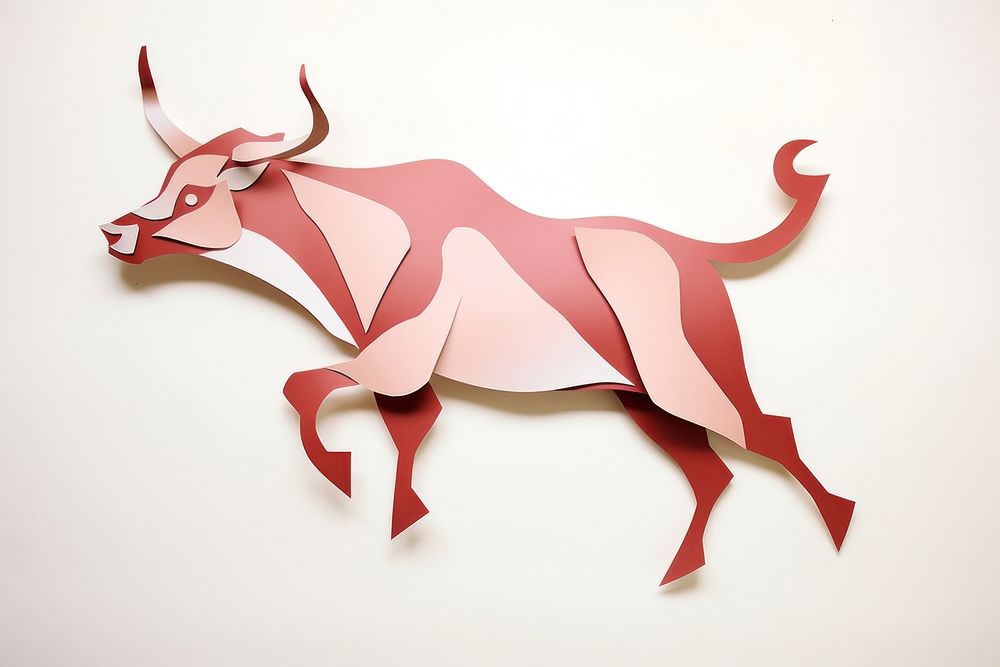 Flat paper rising bull livestock animal mammal. AI generated Image by rawpixel.