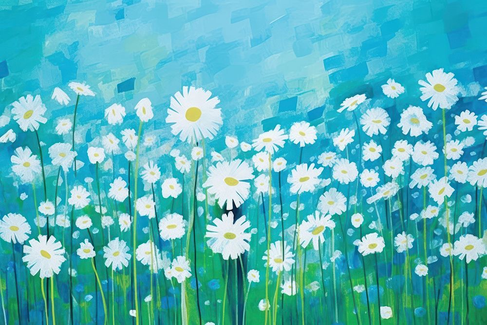 Green daisy garden paradise art backgrounds abstract. AI generated Image by rawpixel.