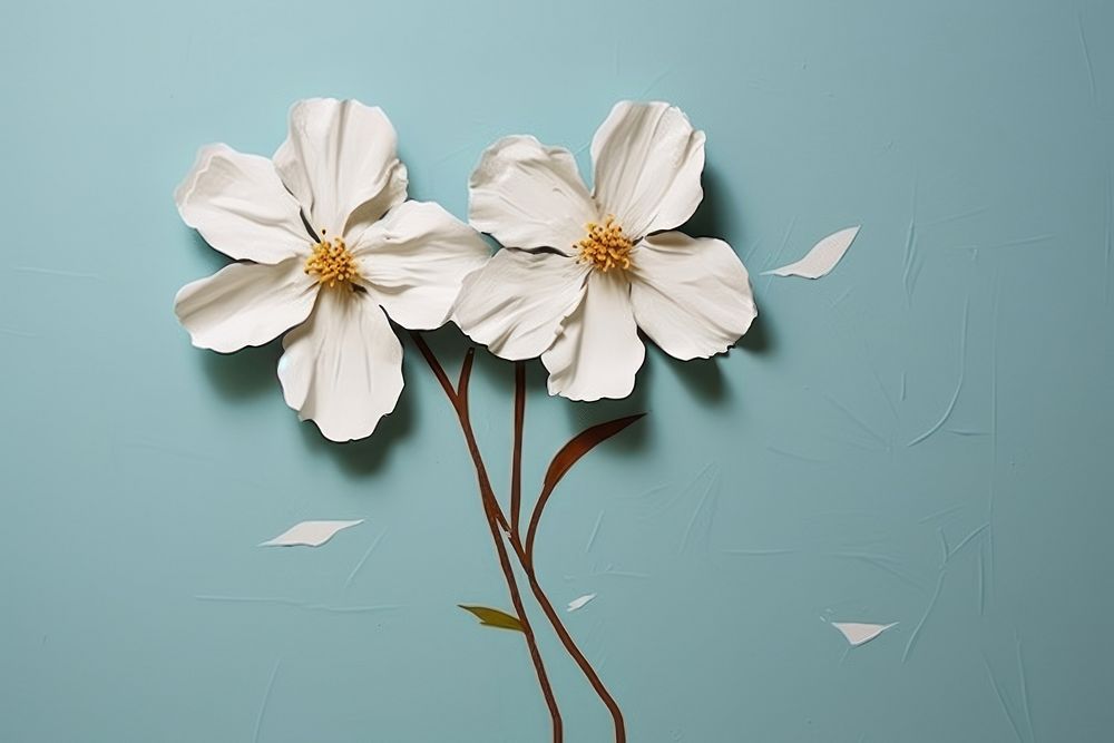 White flower blossom art petal plant. AI generated Image by rawpixel.