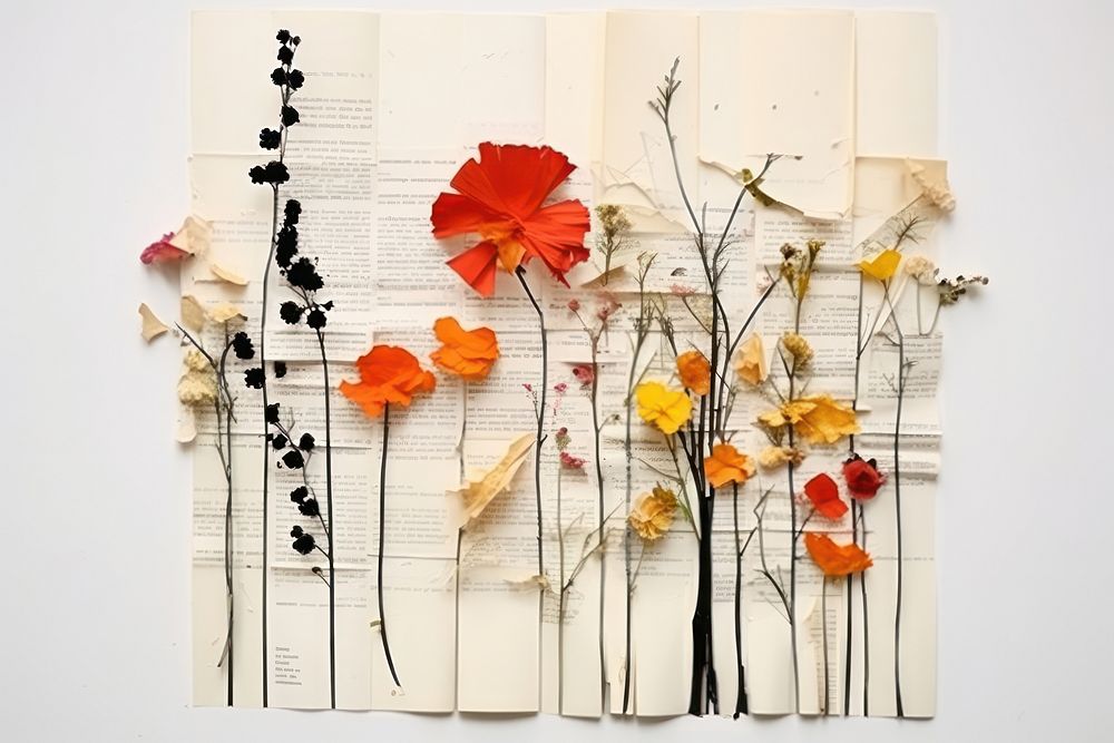 Wild flowers blossoming art plant paper. AI generated Image by rawpixel.