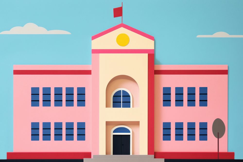 School building painting architecture school. AI generated Image by rawpixel.