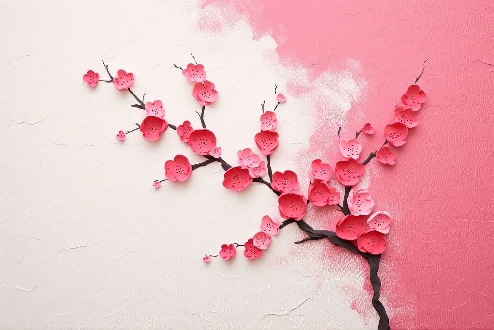 Japanese cherry blossom art flower petal. AI generated Image by rawpixel.