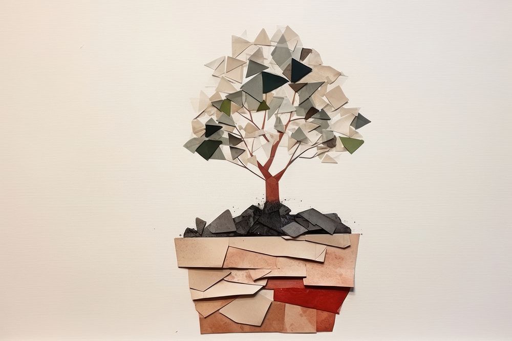 Potted bonsai art origami plant.