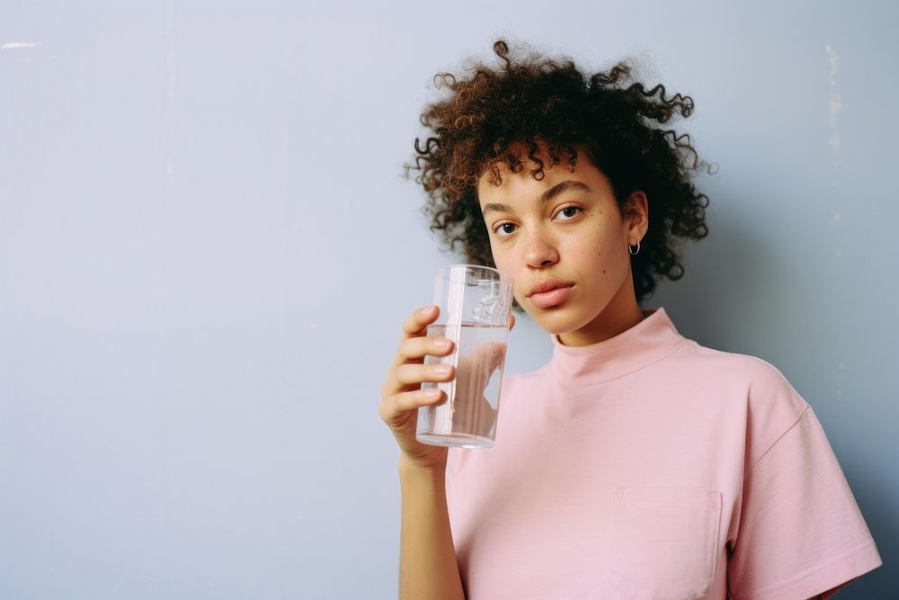 Drinking water female Mixed race hairstyle. 