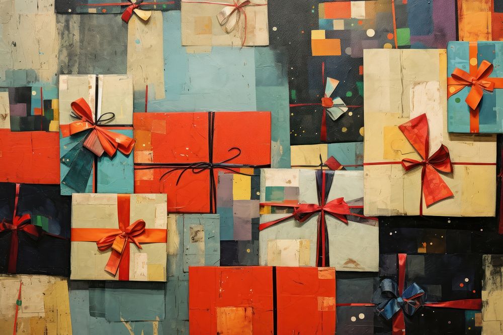 Christmas presents collage paper art. 