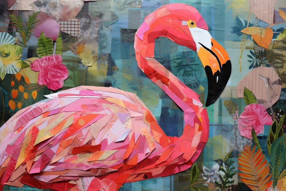 Flamingo animal bird art. AI generated Image by rawpixel.