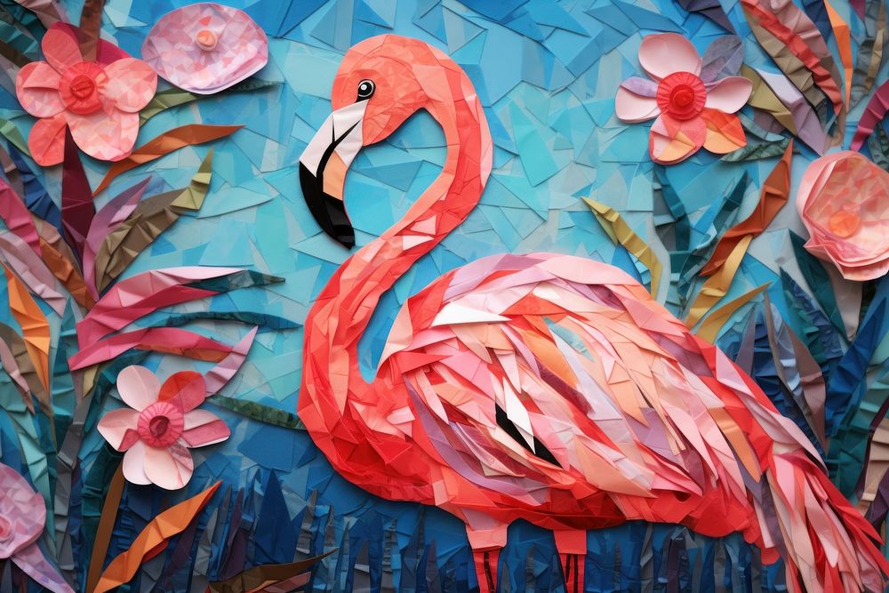 Flamingo painting animal bird. 