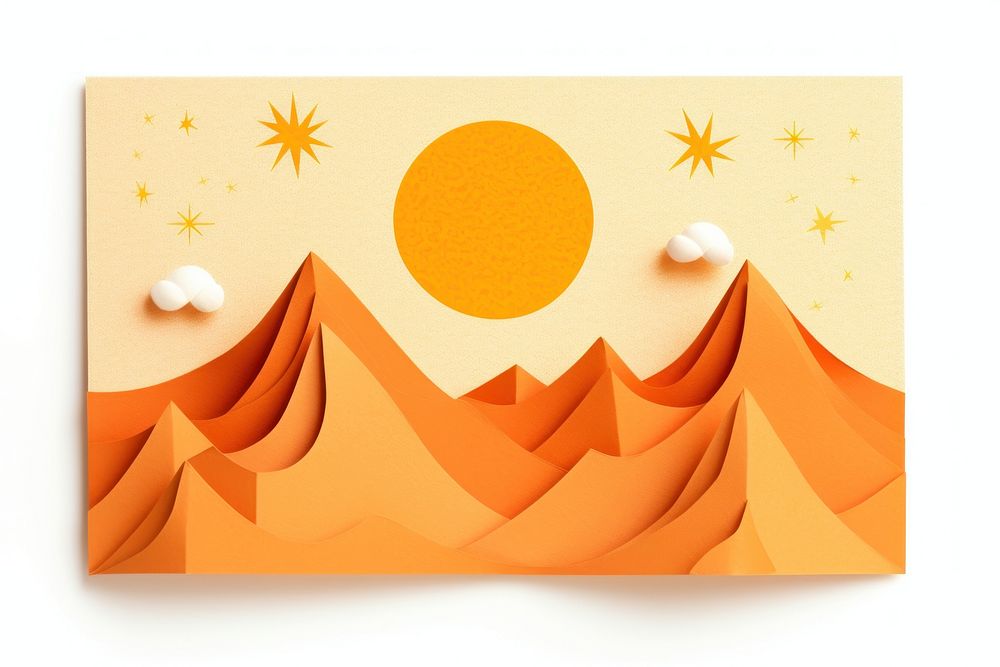 Mountain paper sun art. AI generated Image by rawpixel.