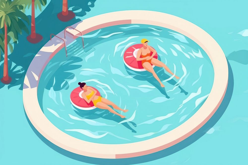 People Characters Swimming swimming summer floating. AI generated Image by rawpixel.