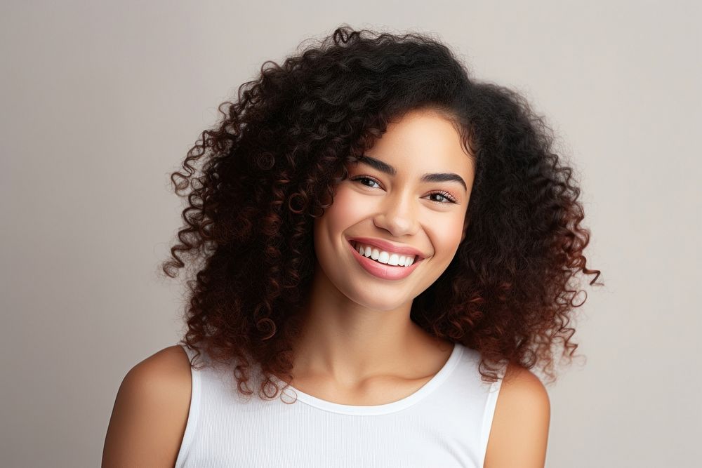 Mixed race woman teeth smile dimples adult. AI generated Image by rawpixel.