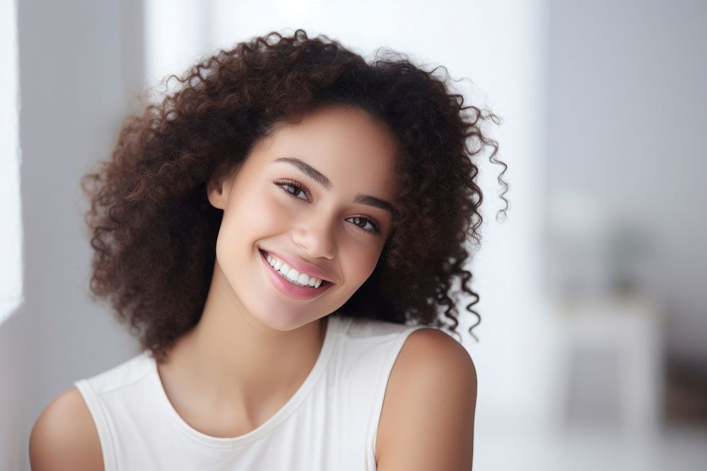 Teen mixed race woman teeth smile dimples adult. AI generated Image by rawpixel.