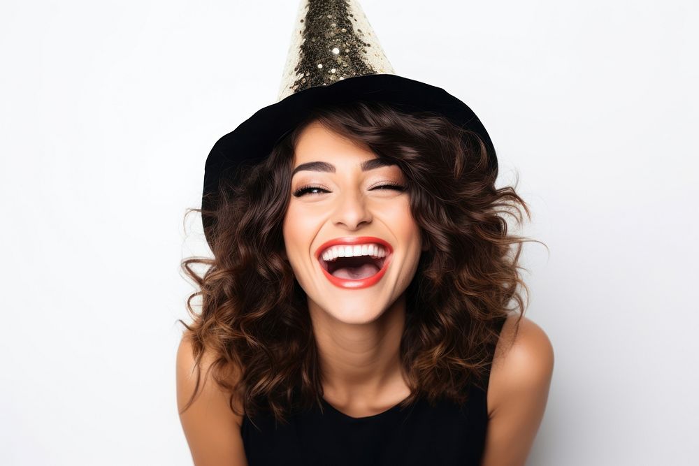 Happy woman laughing adult white background. AI generated Image by rawpixel.