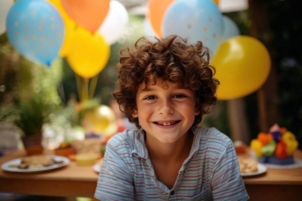 Kid party birthday balloon smile child. AI generated Image by rawpixel.