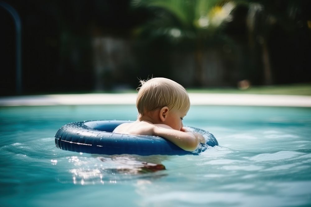 Little boy playing recreation swimming sports. AI generated Image by rawpixel.
